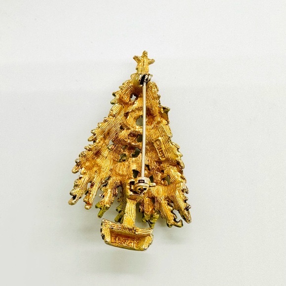Vintage BOOK PIECE Arthur Pepper Christmas Tree Rhinestone Brooch - Picture 8 of 11